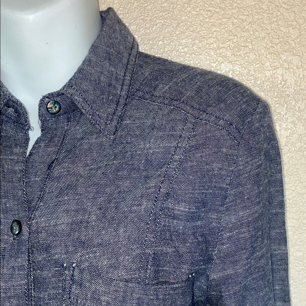 Max Studio Dress Women's XS, Button-down, flare skirt, linen-look chambray. EUC - Picture 6 of 16